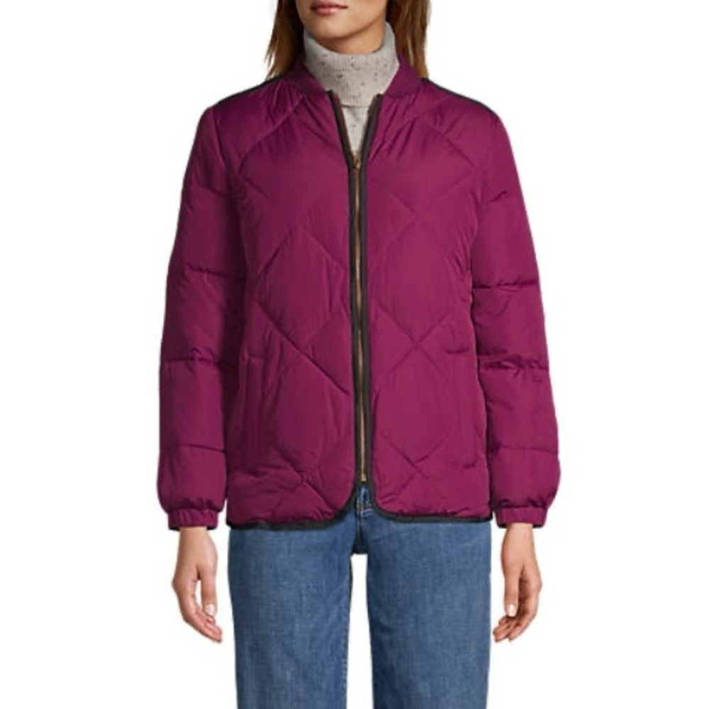 LANDSEND Wms Insulated Quilted Primaloft ThermoPlume Bomber Jacket 12 to 36 degr